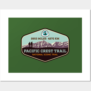 Pacific Crest Trail - California Oregon Washington - colorful trail hiking badge Posters and Art